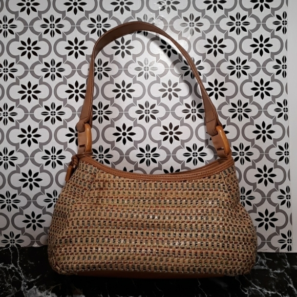 Fossil weaved straw purse satchel pocketbook - Picture 2 of 5